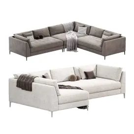 Decker piece shaped white performance sofa chaise by cb